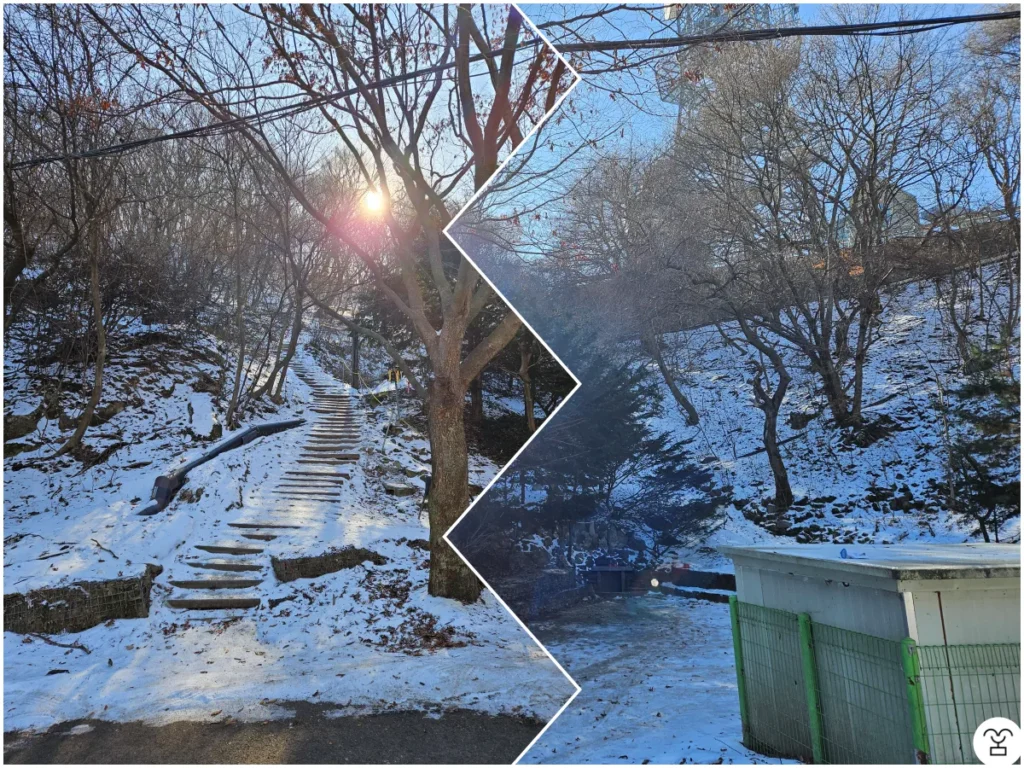 紺岳山の薬水場の左側にある階段、紺岳山の薬水場