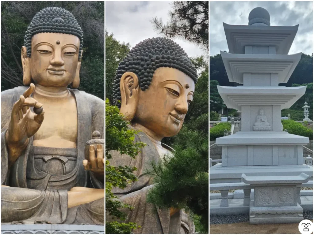 「薬泉寺」の薬師如来大仏と塔